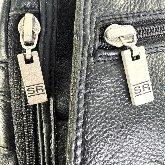 STONE RIDGE BLACK LEATHER CROSSBODY BAG MESSENGER  BAG VINTAGE MADE IN CANADA - Picture 11 of 17